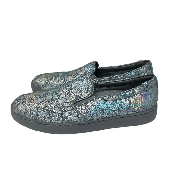 Vionic Shoes - Vionic Avery Pro Metallic Leather Slip-On Shoe Slip Resistant Blue Gray 9